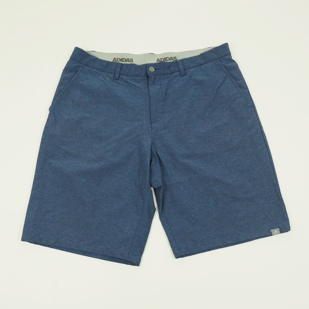Adidas Golf Ultimate Shorts Mens 38 Heathered Blue Flat Performance Nylon Blend